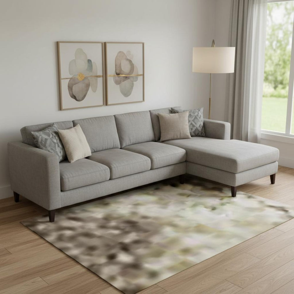 HomeRoots 9' X 12' Washable Beige & Brown Striped Area Rug - UV Resistant, Non-Slip for Family Rooms & Patios 715068