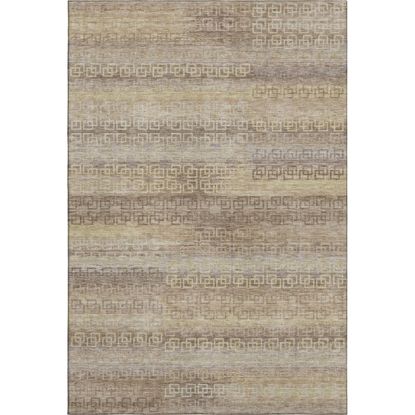 HomeRoots 10' X 14' Beige And Brown Striped Area Rug - Washable, UV Protected, Durable for High-Traffic Spaces 715069