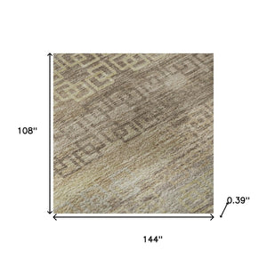 HomeRoots 10' X 14' Beige And Brown Striped Area Rug - Washable, UV Protected, Durable for High-Traffic Spaces 715069