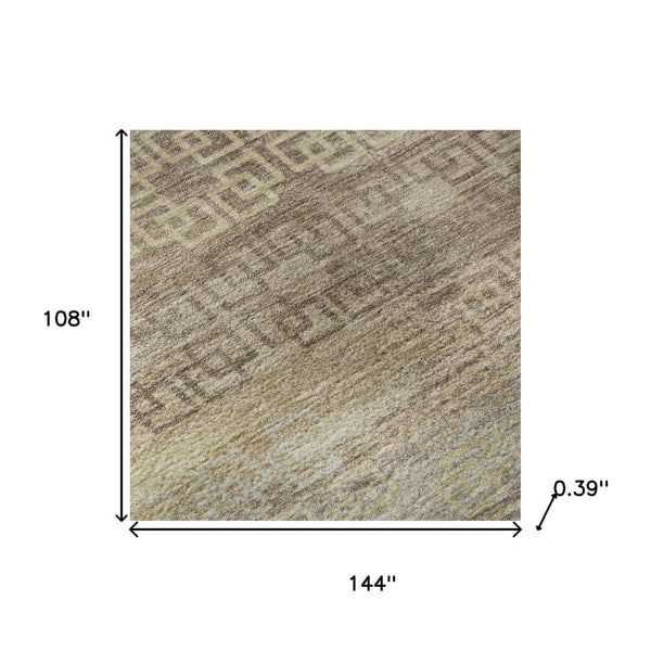 HomeRoots 10' X 14' Beige And Brown Striped Area Rug - Washable, UV Protected, Durable for High-Traffic Spaces 715069