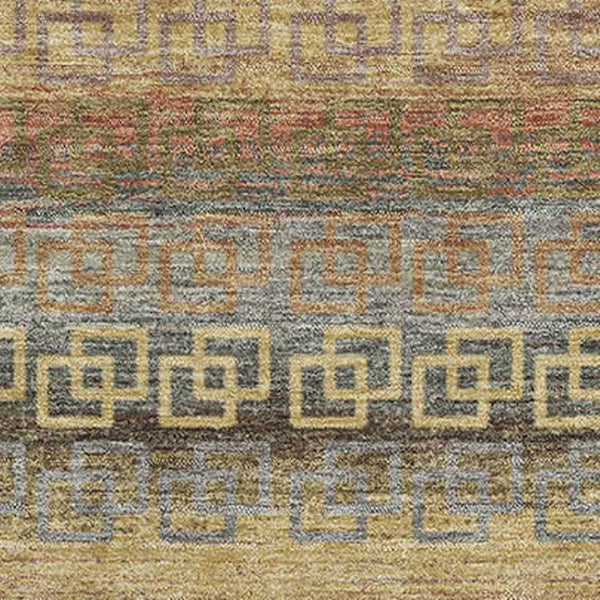 HomeRoots 5' X 8' Brown and Gold Striped Area Rug - Machine Washable, UV Protected, Stylish & Durable Design 715071