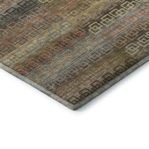 HomeRoots 5' X 8' Brown and Gold Striped Area Rug - Machine Washable, UV Protected, Stylish & Durable Design 715071