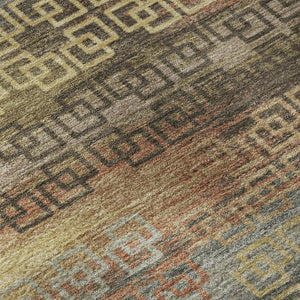 HomeRoots 5' X 8' Brown and Gold Striped Area Rug - Machine Washable, UV Protected, Stylish & Durable Design 715071