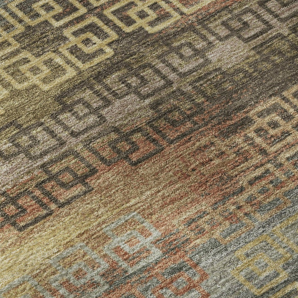 HomeRoots 5' X 8' Brown and Gold Striped Area Rug - Machine Washable, UV Protected, Stylish & Durable Design 715071