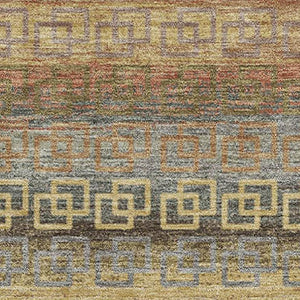 HomeRoots 8' Brown and Gold Striped Washable Round Rug - Durable, UV-Protected, Stain-Resistant, Non-Slip Design 715072