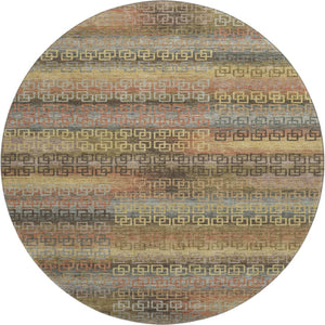 HomeRoots 8' X 10' Brown and Gold Striped Washable Area Rug – Durable, Stylish, UV-Protected for Busy Homes! 715073