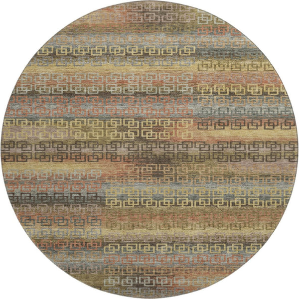 HomeRoots 8' X 10' Brown and Gold Striped Washable Area Rug – Durable, Stylish, UV-Protected for Busy Homes! 715073
