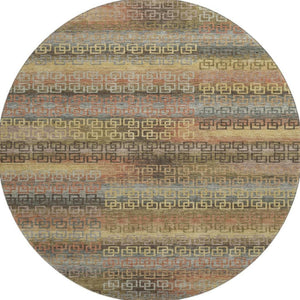 HomeRoots 8' X 10' Brown and Gold Striped Washable Area Rug – Durable, Stylish, UV-Protected for Busy Homes! 715073