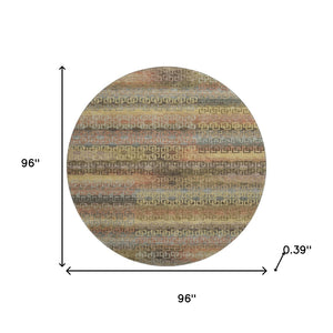 HomeRoots 8' X 10' Brown and Gold Striped Washable Area Rug – Durable, Stylish, UV-Protected for Busy Homes! 715073
