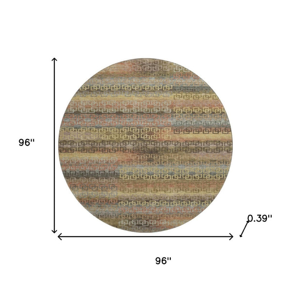 HomeRoots 8' X 10' Brown and Gold Striped Washable Area Rug – Durable, Stylish, UV-Protected for Busy Homes! 715073