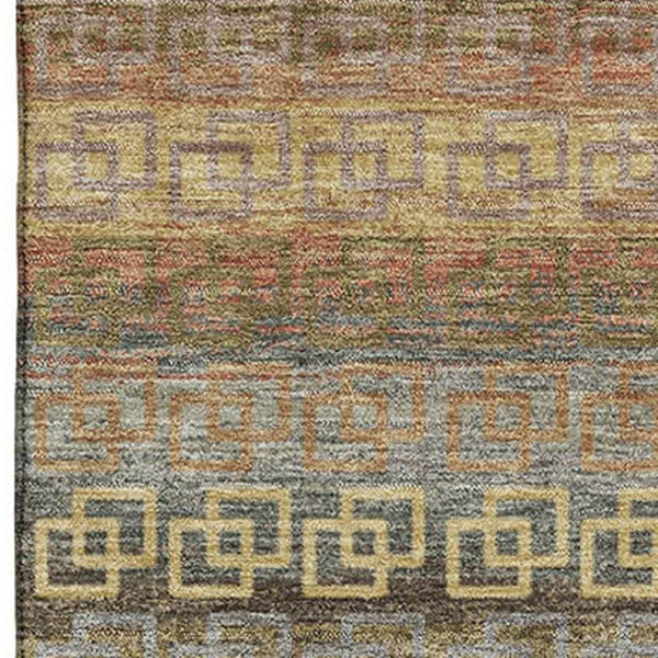 HomeRoots 10' Brown and Gold Striped Area Rug – Washable, Durable, UV Protected for High-Traffic Homes! 715075
