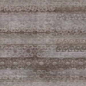HomeRoots 5' X 8' Washable Chocolate & Gray Striped Area Rug with UV Protection for High-Traffic Spaces 715077
