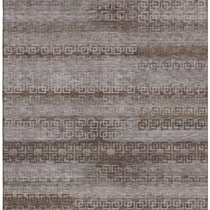 HomeRoots 5' X 8' Washable Chocolate & Gray Striped Area Rug with UV Protection for High-Traffic Spaces 715077