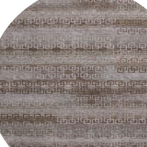 HomeRoots 8' X 10' Washable Chocolate and Gray Striped Area Rug with UV Protection for Stylish Living Spaces 715079
