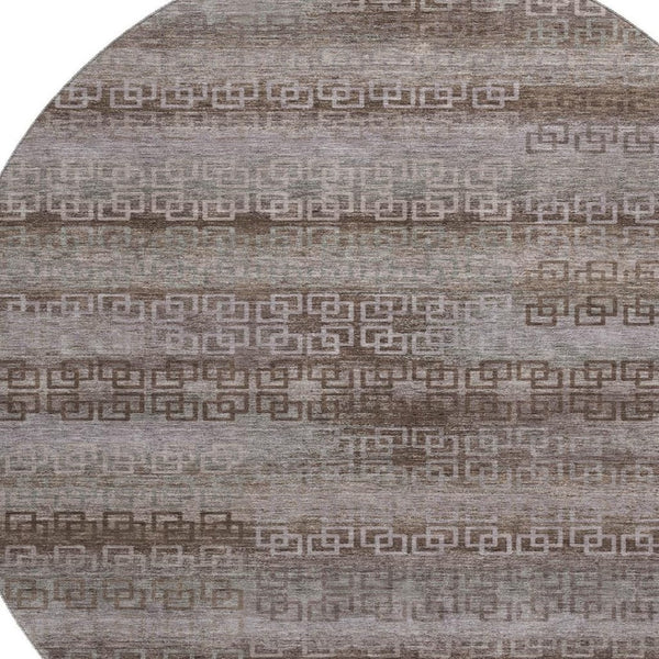 HomeRoots 8' X 10' Washable Chocolate and Gray Striped Area Rug with UV Protection for Stylish Living Spaces 715079