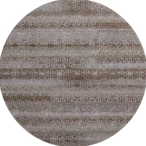 HomeRoots 8' X 10' Washable Chocolate and Gray Striped Area Rug with UV Protection for Stylish Living Spaces 715079