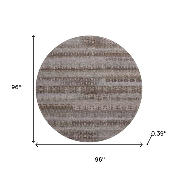 HomeRoots 8' X 10' Washable Chocolate and Gray Striped Area Rug with UV Protection for Stylish Living Spaces 715079