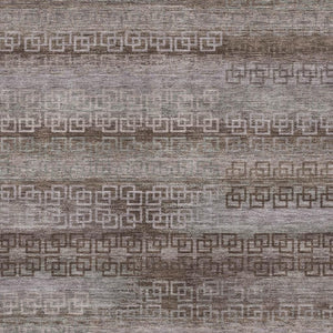 HomeRoots 9' X 12' Chocolate Gray Striped Washable Area Rug – Durable, UV-Protected for Stylish Living Spaces 715080