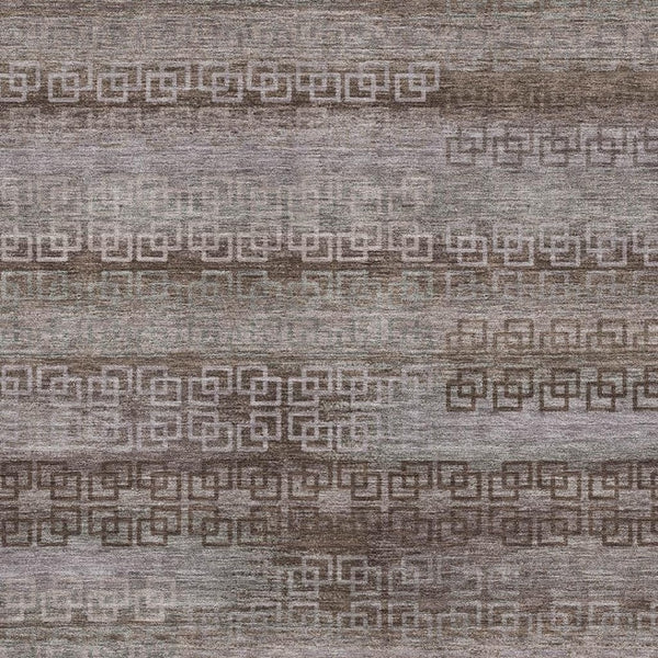 HomeRoots 9' X 12' Chocolate Gray Striped Washable Area Rug – Durable, UV-Protected for Stylish Living Spaces 715080