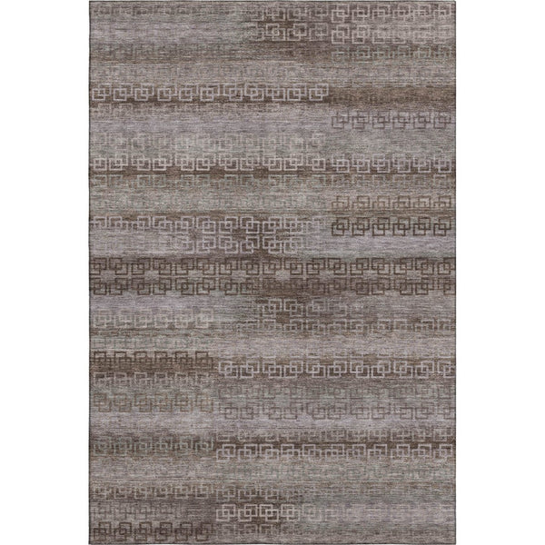 HomeRoots 10' X 14' Chocolate and Gray Striped Area Rug - Washable, UV Protected, Stylish & Durable for Any Space 715081