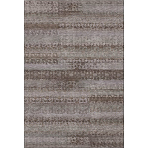 HomeRoots 10' X 14' Chocolate and Gray Striped Area Rug - Washable, UV Protected, Stylish & Durable for Any Space 715081