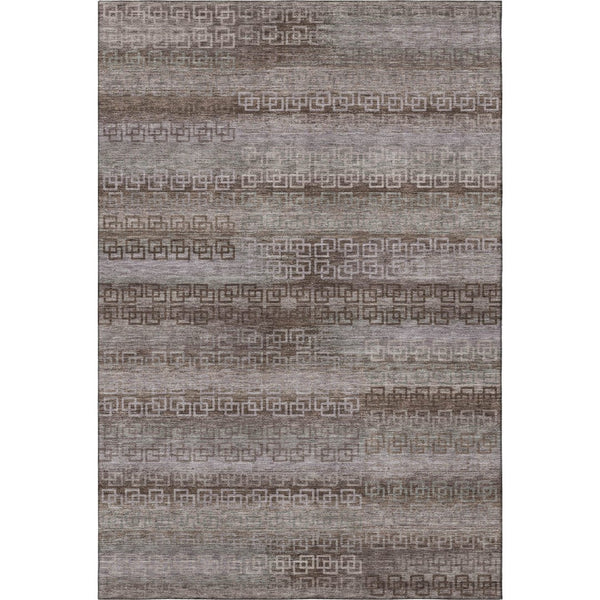HomeRoots 10' X 14' Chocolate and Gray Striped Area Rug - Washable, UV Protected, Stylish & Durable for Any Space 715081