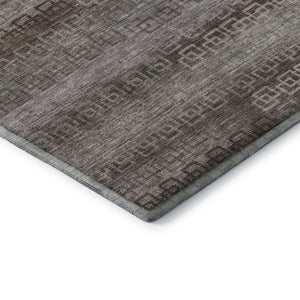 HomeRoots 10' X 14' Chocolate and Gray Striped Area Rug - Washable, UV Protected, Stylish & Durable for Any Space 715081