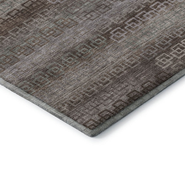 HomeRoots 10' X 14' Chocolate and Gray Striped Area Rug - Washable, UV Protected, Stylish & Durable for Any Space 715081