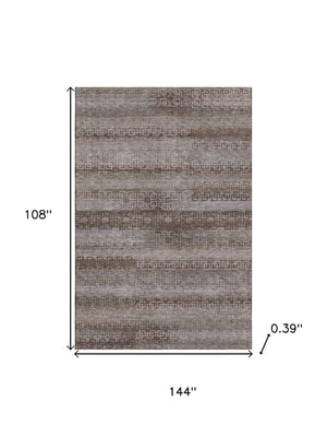 HomeRoots 10' X 14' Chocolate and Gray Striped Area Rug - Washable, UV Protected, Stylish & Durable for Any Space 715081