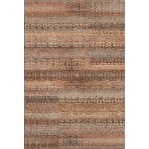HomeRoots 5' X 8' Stylish Copper & Rust Striped Washable Area Rug with UV Protection for High-Traffic Areas 715083