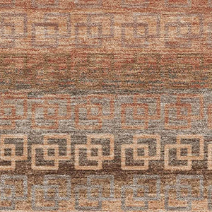 HomeRoots 5' X 8' Stylish Copper & Rust Striped Washable Area Rug with UV Protection for High-Traffic Areas 715083