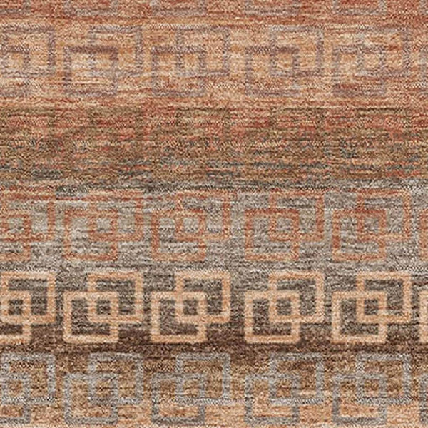 HomeRoots 5' X 8' Stylish Copper & Rust Striped Washable Area Rug with UV Protection for High-Traffic Areas 715083