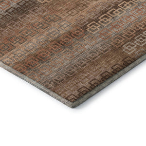 HomeRoots 5' X 8' Stylish Copper & Rust Striped Washable Area Rug with UV Protection for High-Traffic Areas 715083