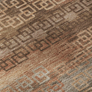 HomeRoots 5' X 8' Stylish Copper & Rust Striped Washable Area Rug with UV Protection for High-Traffic Areas 715083