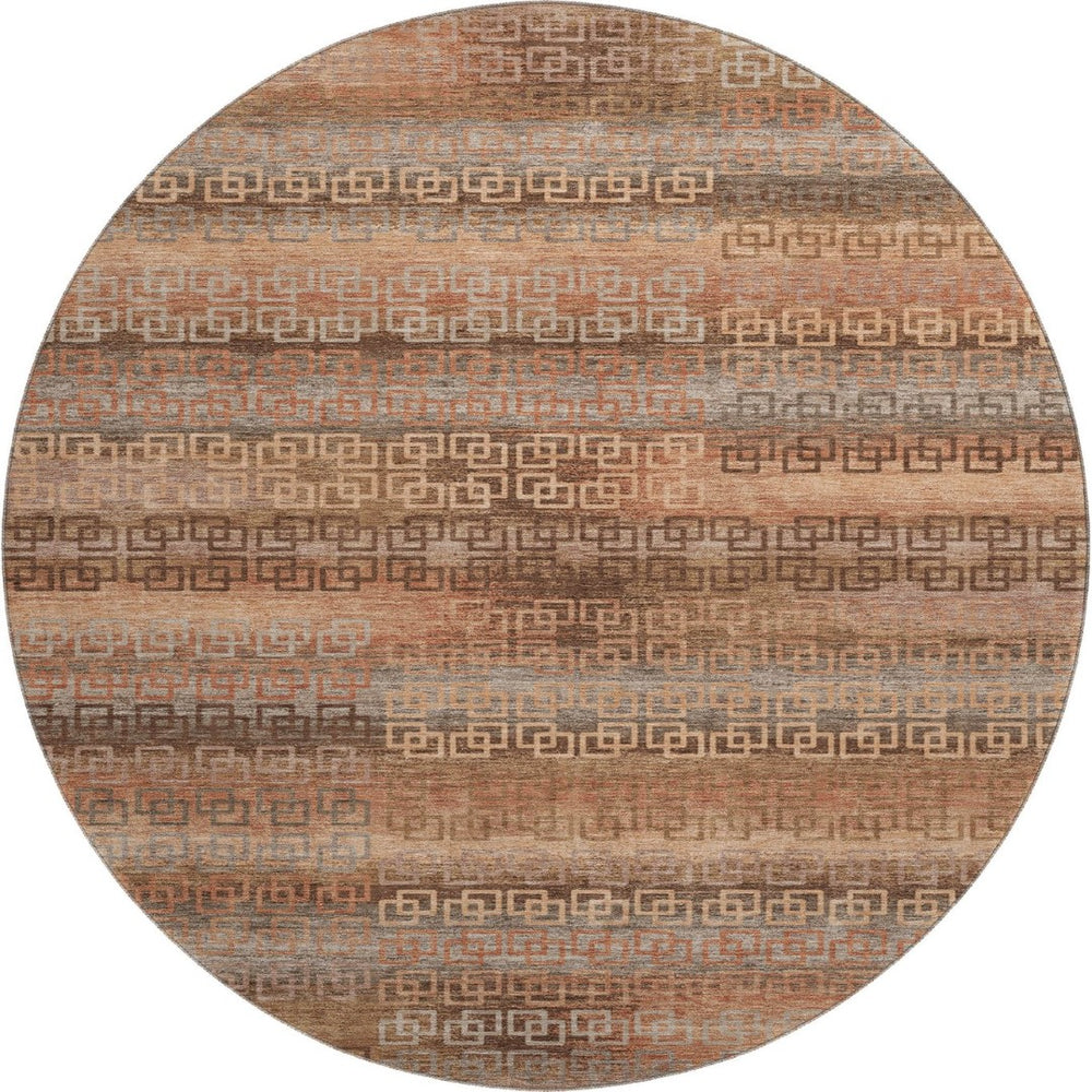 HomeRoots 8' X 10' Washable Copper and Rust Striped Area Rug with UV Protection for Indoor and Outdoor Use 715085