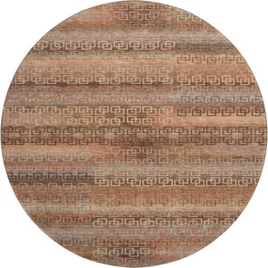 HomeRoots 8' X 10' Washable Copper and Rust Striped Area Rug with UV Protection for Indoor and Outdoor Use 715085