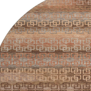 HomeRoots 8' X 10' Washable Copper and Rust Striped Area Rug with UV Protection for Indoor and Outdoor Use 715085