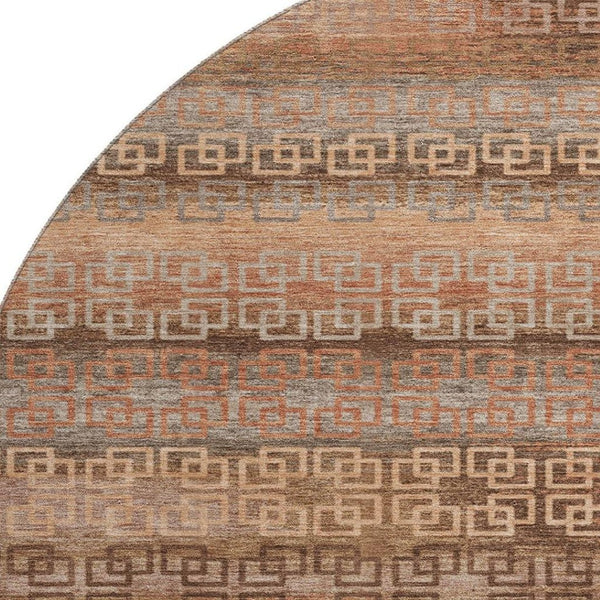 HomeRoots 8' X 10' Washable Copper and Rust Striped Area Rug with UV Protection for Indoor and Outdoor Use 715085