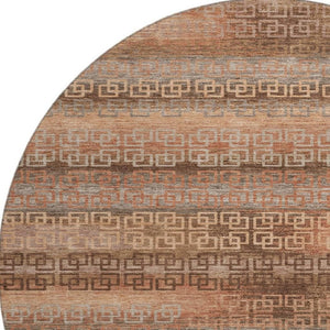 HomeRoots 8' X 10' Washable Copper and Rust Striped Area Rug with UV Protection for Indoor and Outdoor Use 715085