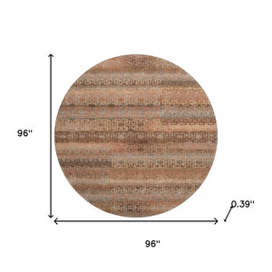HomeRoots 8' X 10' Washable Copper and Rust Striped Area Rug with UV Protection for Indoor and Outdoor Use 715085
