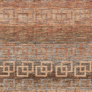 HomeRoots 9' X 12' Copper and Rust Striped Area Rug – Washable, UV Protected, Durable for Families & Pets 715086