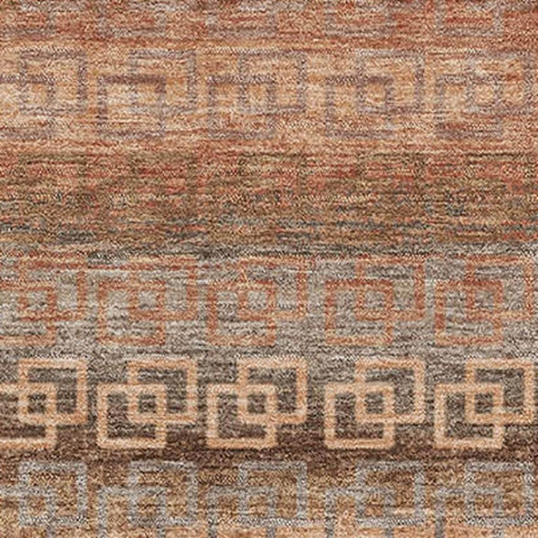 HomeRoots 9' X 12' Copper and Rust Striped Area Rug – Washable, UV Protected, Durable for Families & Pets 715086