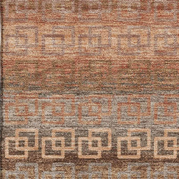 HomeRoots 10' X 14' Copper And Rust Striped Area Rug - Durable, Washable, UV Protected for High-Traffic Homes 715087