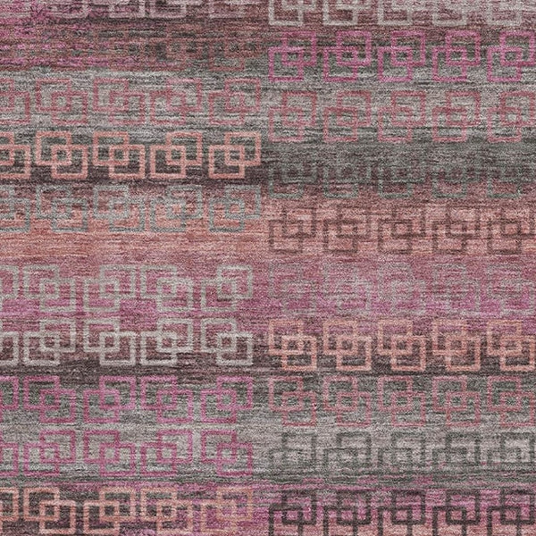 HomeRoots 5' X 8' Pink and Gray Striped Washable Area Rug with UV Protection for Durable, Cozy Living Spaces 715089
