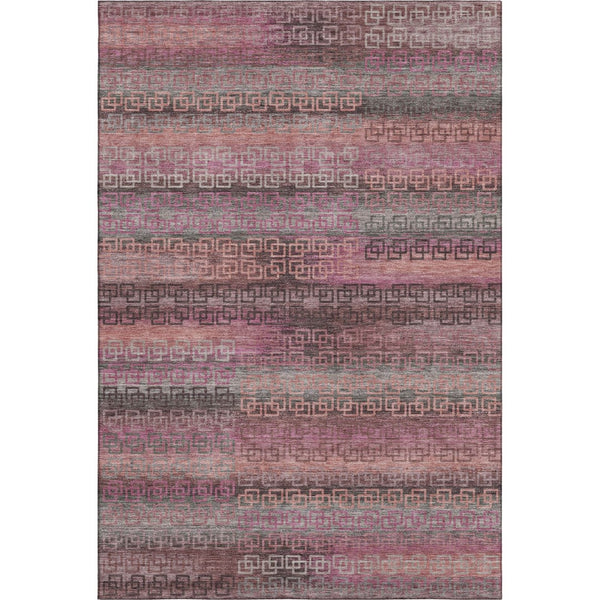HomeRoots 9' X 12' Pink and Gray Striped Washable Area Rug - Durable, Stain Resistant, UV Protected, Easy Care! 715092