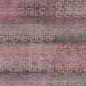 HomeRoots 9' X 12' Pink and Gray Striped Washable Area Rug - Durable, Stain Resistant, UV Protected, Easy Care! 715092