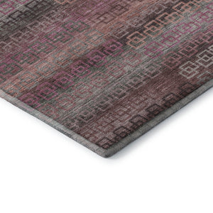 HomeRoots 9' X 12' Pink and Gray Striped Washable Area Rug - Durable, Stain Resistant, UV Protected, Easy Care! 715092