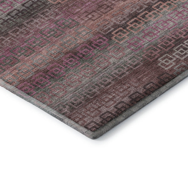 HomeRoots 9' X 12' Pink and Gray Striped Washable Area Rug - Durable, Stain Resistant, UV Protected, Easy Care! 715092
