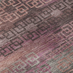 HomeRoots 9' X 12' Pink and Gray Striped Washable Area Rug - Durable, Stain Resistant, UV Protected, Easy Care! 715092