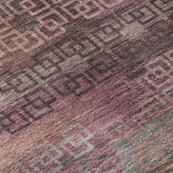 HomeRoots 9' X 12' Pink and Gray Striped Washable Area Rug - Durable, Stain Resistant, UV Protected, Easy Care! 715092